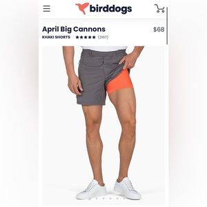 Birddogs - slightly used, dark gray khaki shorts with orange liner